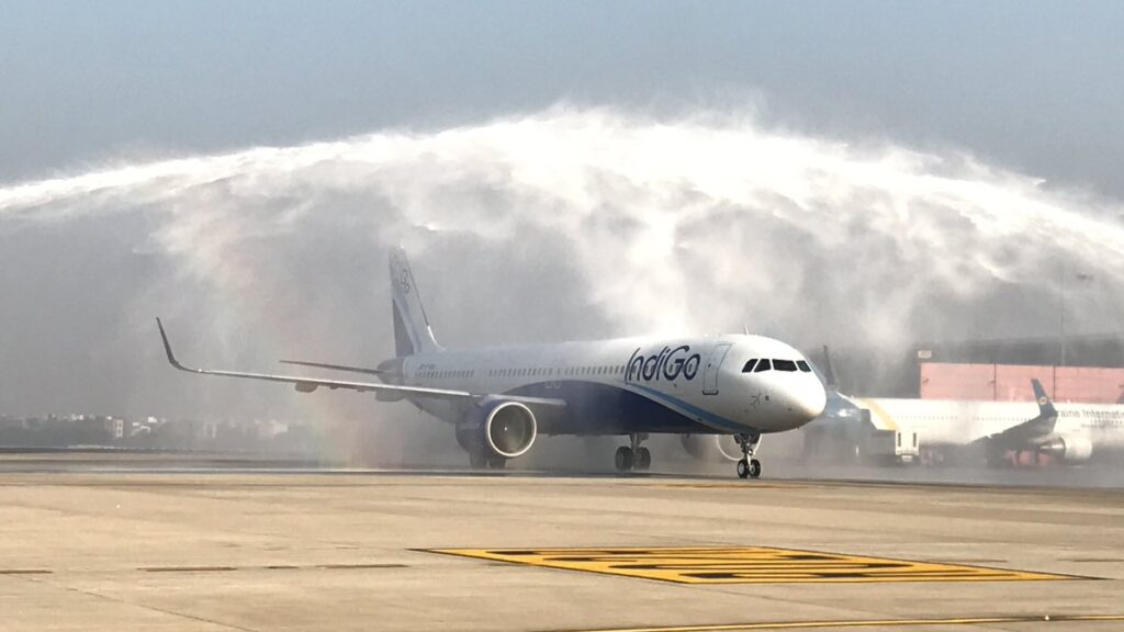Navi Mumbai Airport Starts Flight Services, First Landing Welcomed With Water Salute