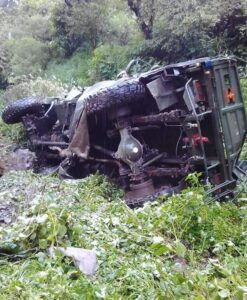 Army vehicle accident in Doda district where 10 soldiers were killed after truck fell into gorge