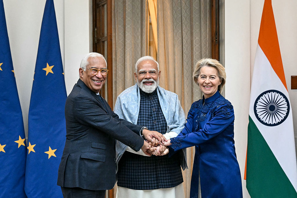 India and European Union leaders during signing of security and defence partnership agreement in New Delhi