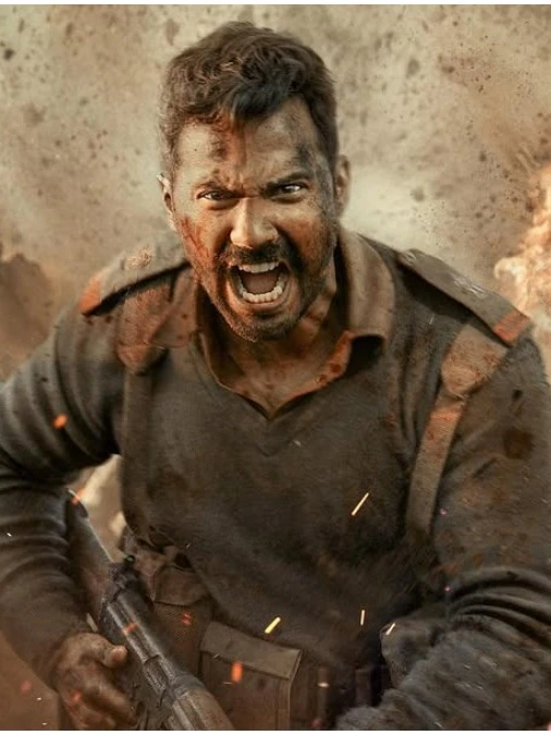 Border 2 movie scene featuring Sunny Deol, Varun Dhawan and Diljit Dosanjh in army uniforms