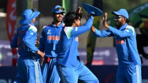 India U-19 team celebrates after defeating England to win record sixth ICC Under-19 World Cup title