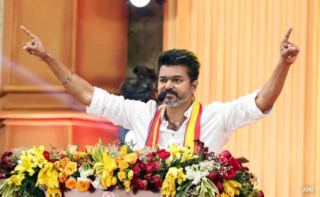 Vijay addressing TVK party workers after announcing Tamil Nadu election candidates