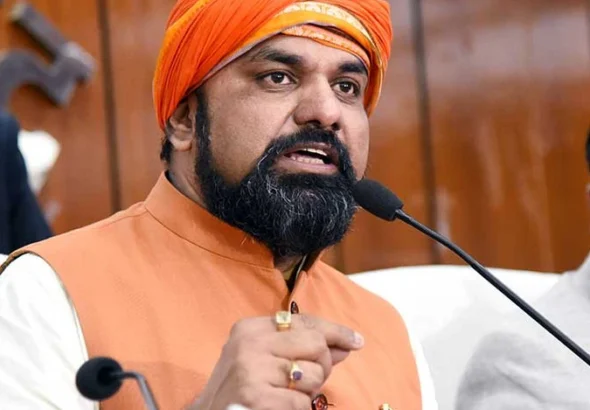 Samrat Chaudhary taking oath as Bihar Chief Minister with BJP leaders present