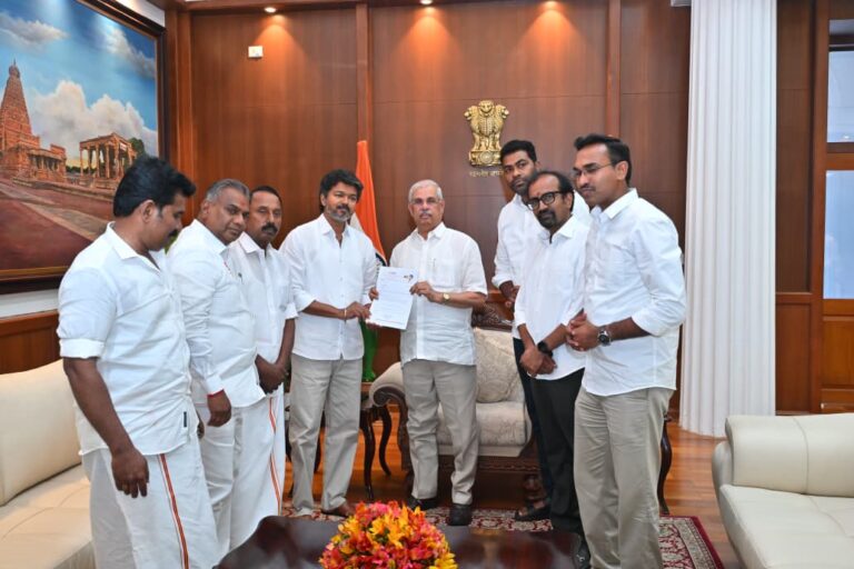 TVK chief Vijay meeting Tamil Nadu Governor before staking claim to form government